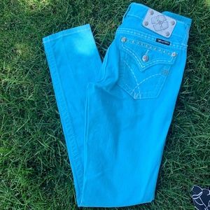 Miss Me Embellished Aqua Blue Skinny Jeans